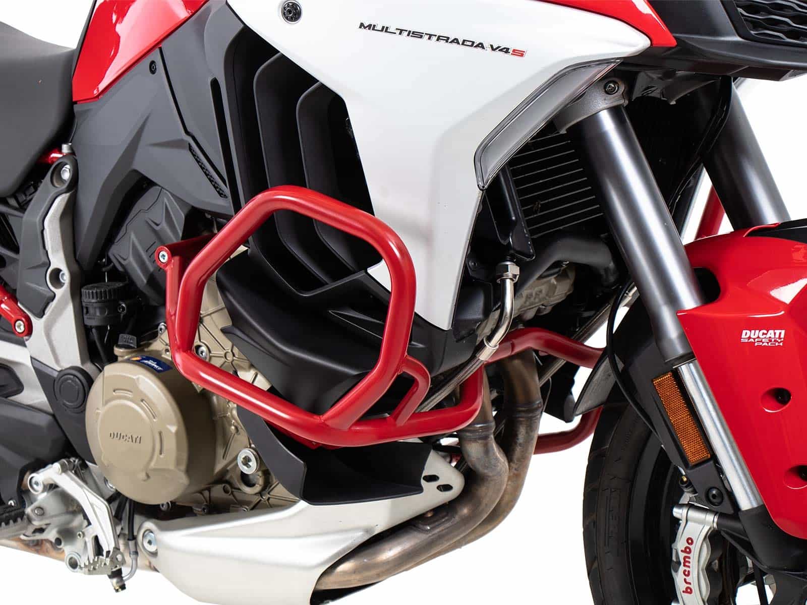 Motorschutzbügel rot für Ducati Multistrada V4/S/S Sport/Pikes Peak (2021-)/Rally(2023-)