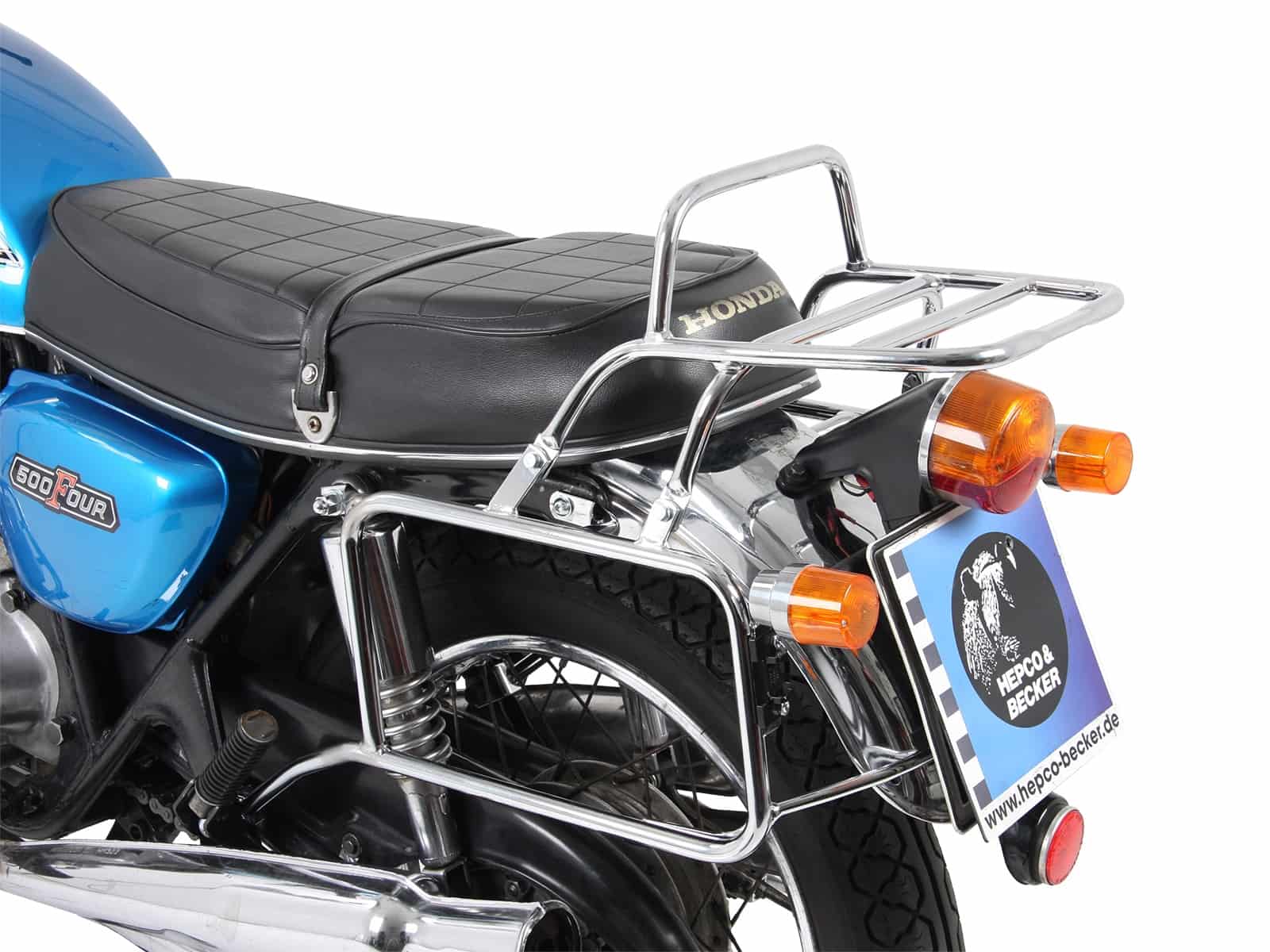 Complete carrier set (side- and topcase carrier) chrome for Honda CB 500 Four (1971-1978) / CB 500 F / CB 550 F (1974-1978)