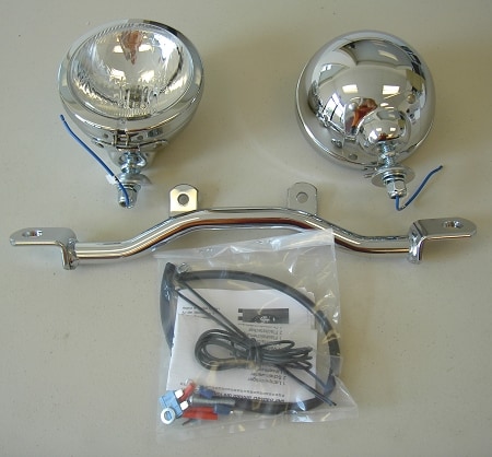 Twinlight Zusatzscheinwerferset (Fernlicht) inkl. Halter und Kabel chrom für Yamaha XV 750/1100 (1992-1999)