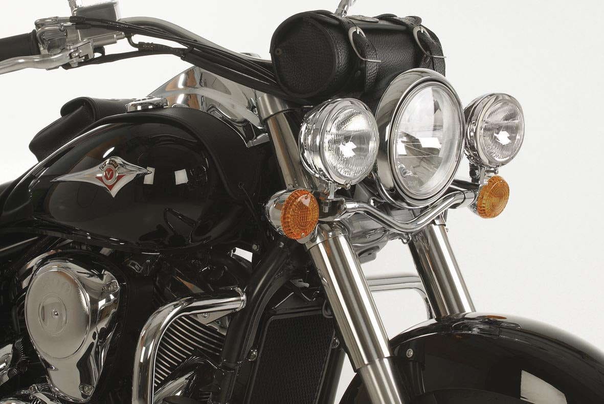 Twinlight Zusatzscheinwerferset (Fernlicht) inkl. Halter und Kabel chrom für Kawasaki VN 900 Classic/Vulcan (2006-)
