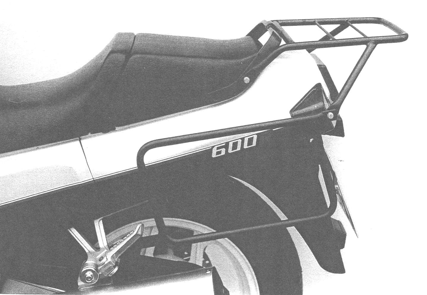 Komplettträgerset (Seitenkofferträger und Rohrgepäckbrücke Topcaseträger) schwarz für Kawasaki GPX 600 R (1988-1999)