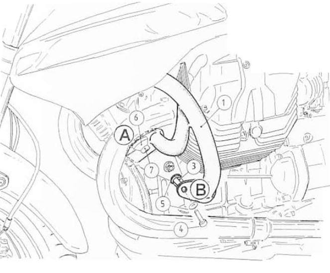 Engine protection bar black for Moto Guzzi 1200 Sport (2007-2008)