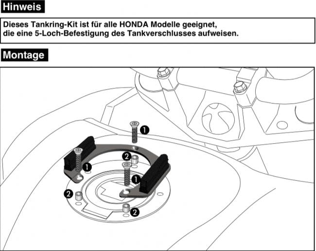 Tankring Lock-it inkl. Tankrucksackverschlusseinheit für Honda CBR 500 R (2016-2018)