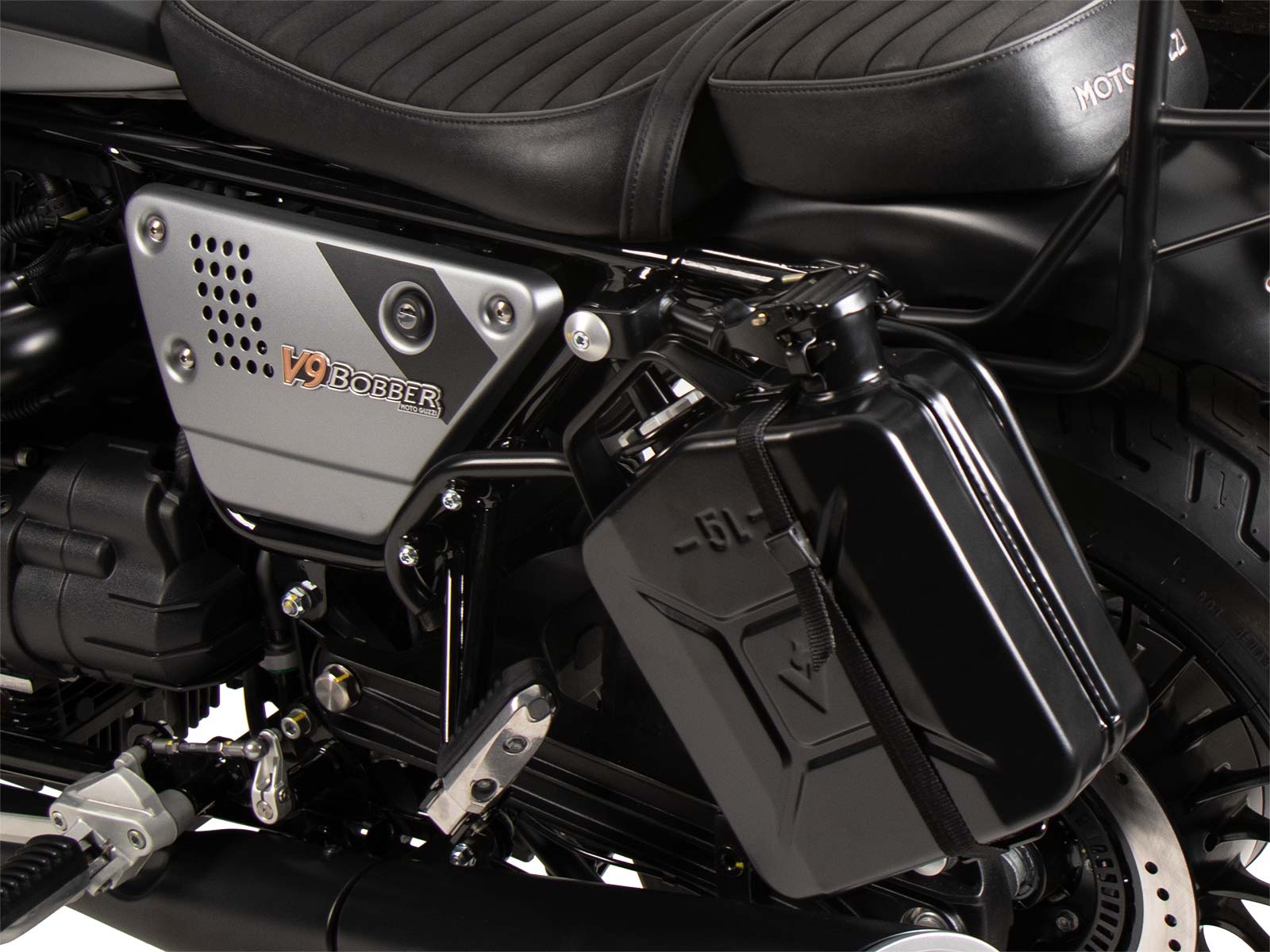 Kanister 4ltr. Inkl. Cutout Halter links schwarz für Moto Guzzi V9 Bobber/Special Edition (2021-)