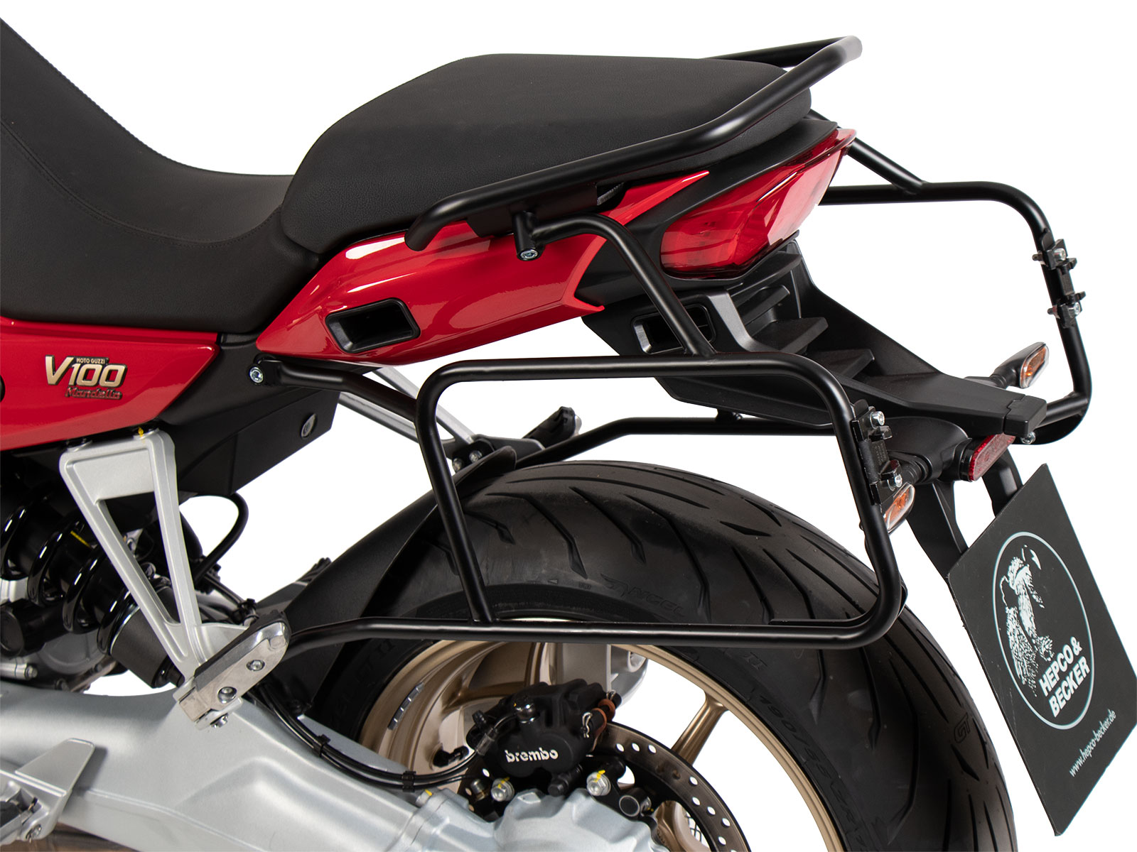 Seitenkofferträger festverschraubt schwarz für Moto Guzzi V100 Mandello / S (2022-)