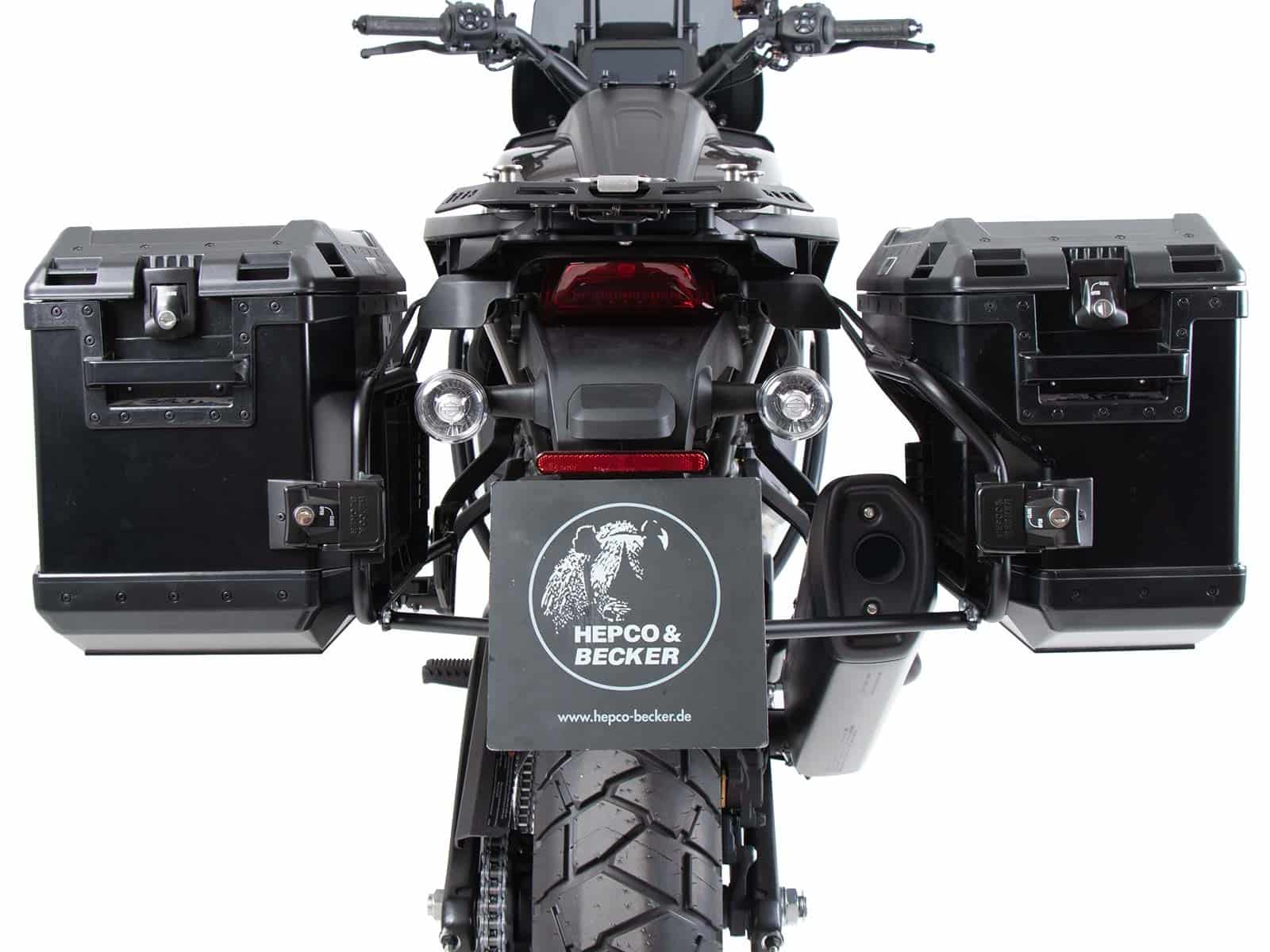 Kofferträgerset Cutout schwarz inkl. Xplorer Cutout schwarz Kofferset für Harley Davidson Pan America (2021-)