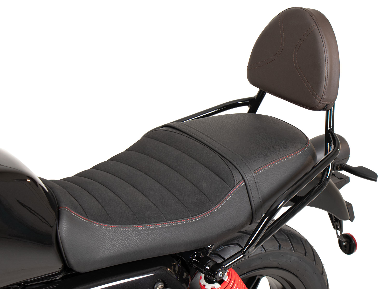 Sissybar ohne Gepäckträger schwarz/braun für Moto Guzzi V7 Stone Special edition (850ccm) (2022-)