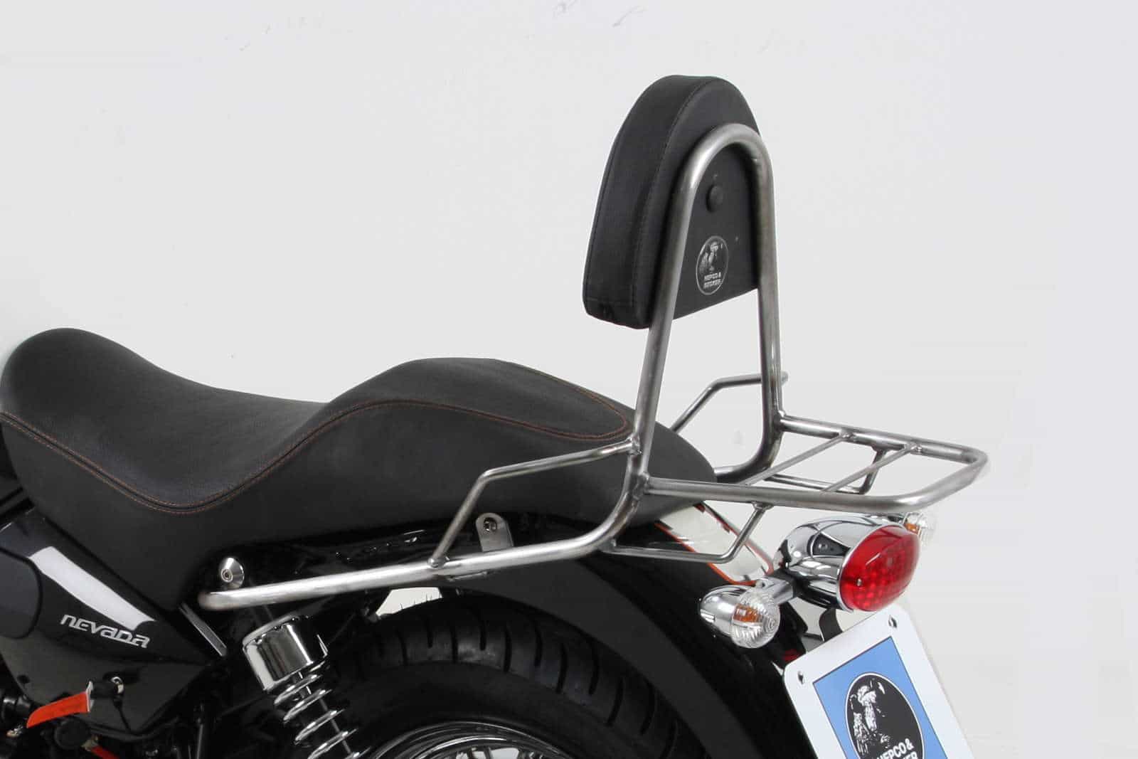 Sissybar mit Gepäckträger chrom für Moto Guzzi Nevada 750 Anniversario (2010-2011)