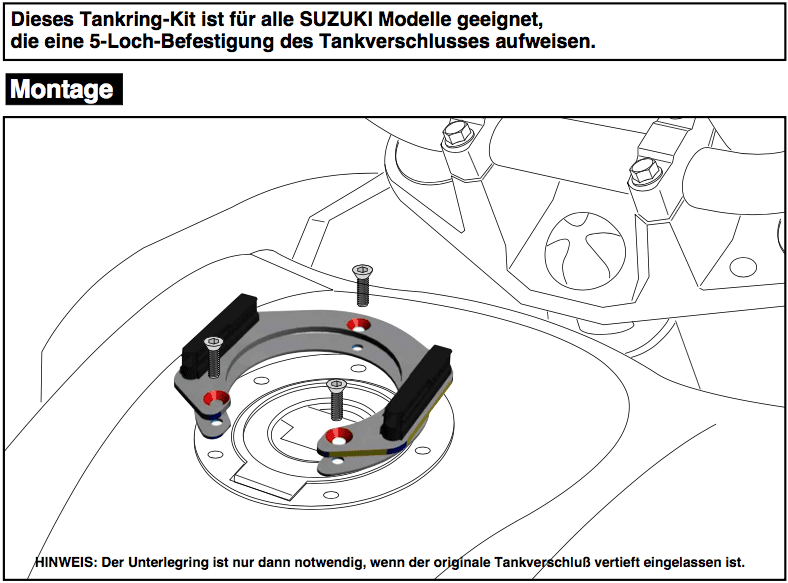 Tankring Lock-it inkl. Tankrucksackverschlusseinheit für Suzuki V-Strom 1000 ABS / XT (2014-2019)