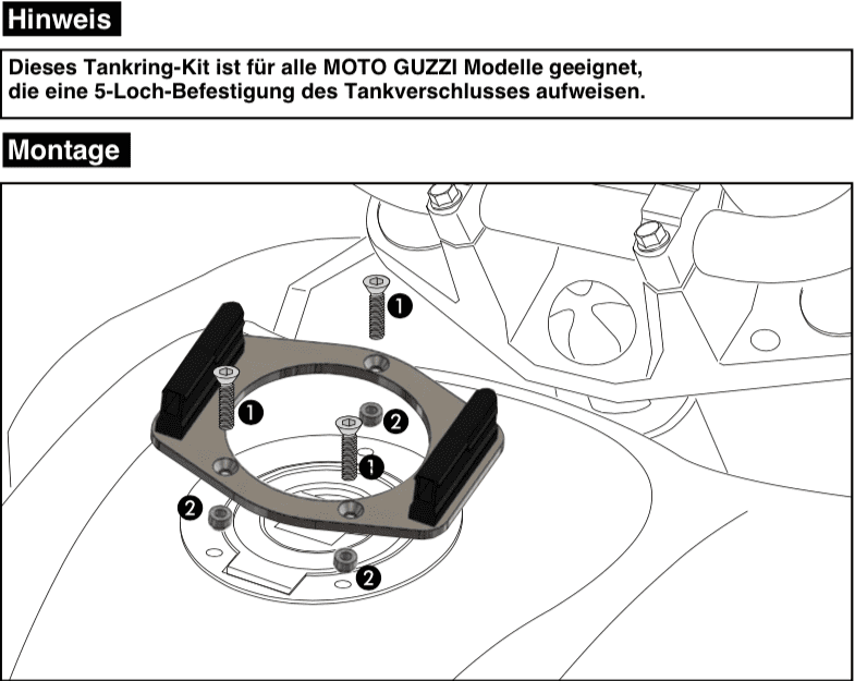 Tankring Lock-it incl. fastener for tankbag for Moto Guzzi
