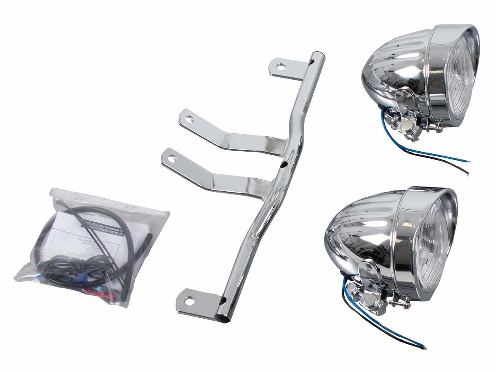 Twinlight Zusatzscheinwerferset (Fernlicht) inkl. Halter und Kabel chrom für Suzuki C 800 Intruder/Black Edition (2009-)