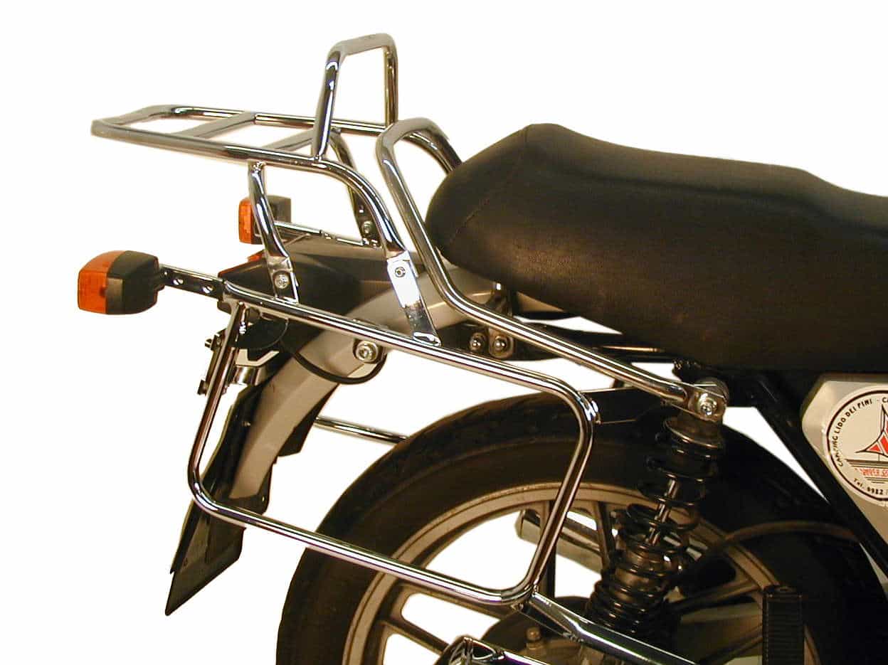 Komplettträgerset (Seitenkofferträger und Rohrgepäckbrücke Topcaseträger) schwarz für Moto Guzzi V 35 I/II (1977-1986) *Sonderverkauf*