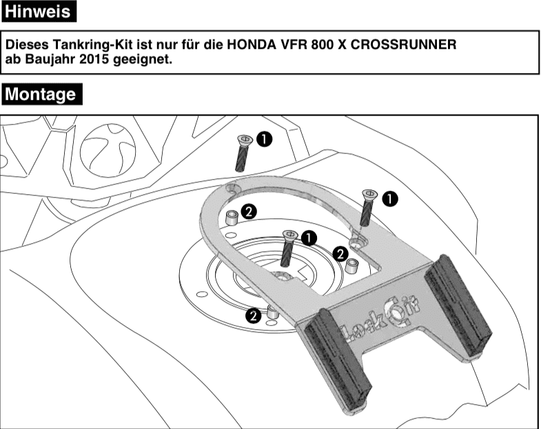 Tankring Lock-it inkl. Tankrucksackverschlusseinheit für Honda VFR 800 X Crossrunner (2015-2020)