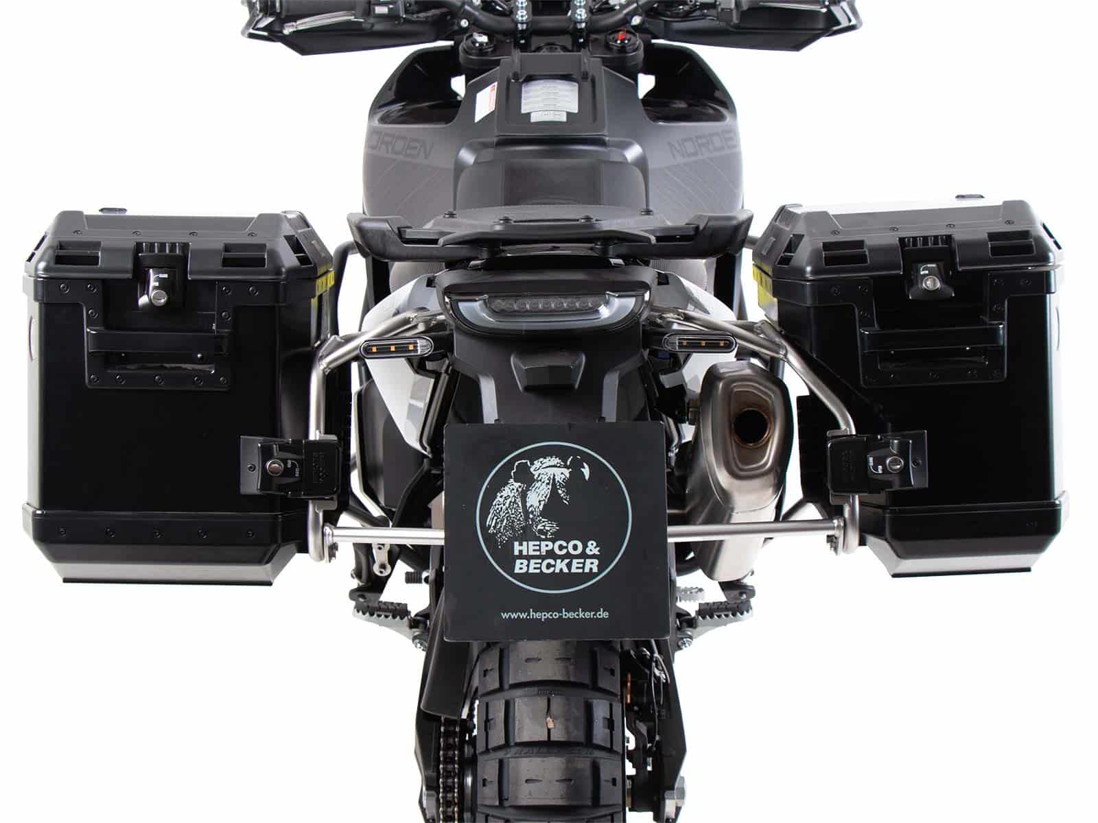 Kofferträgerset Cutout Edelstahlträger inkl. Xplorer schwarz Kofferset für Husqvarna Norden 901 (2022-)