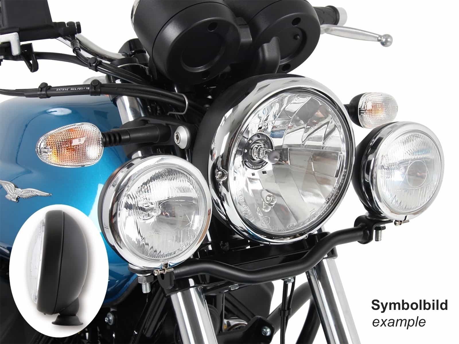 Twinlight Zusatzscheinwerferset (Fernlicht) inkl. Halter und Kabel schwarz für Moto Guzzi V7 III (Stone, Special, Anniversario, Racer) (2017-2020)