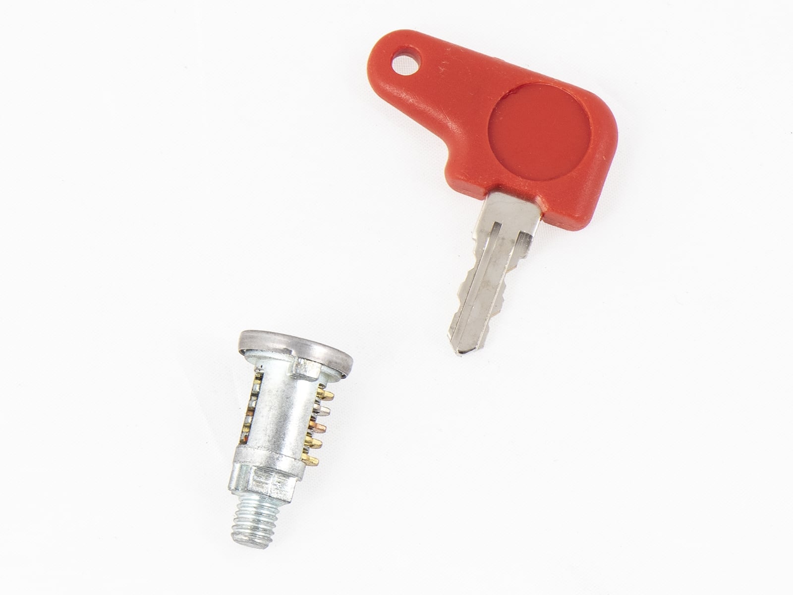 Schließzylinder mit Gewinde inkl. 1 Schlüssel für Orbit Topcase 54 / Journey Topcase 30/40/50 mit rotem Druckknopf am Schloss