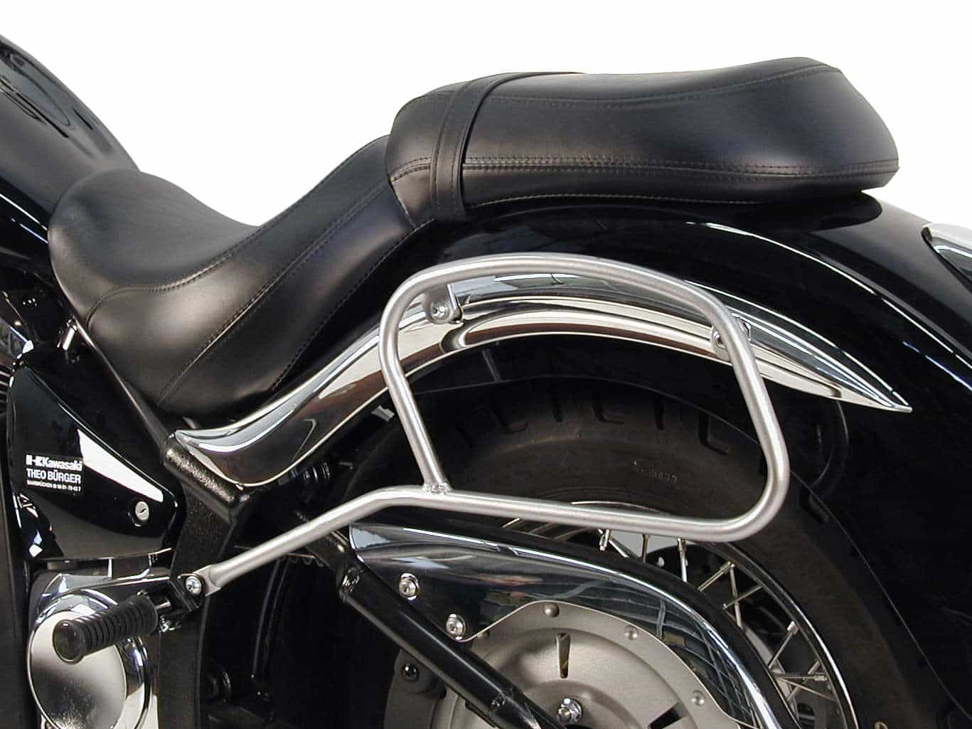 Leather bag holder tube-type - chrome for Kawasaki VN 900 Classic / 900 Custom / Vulcan