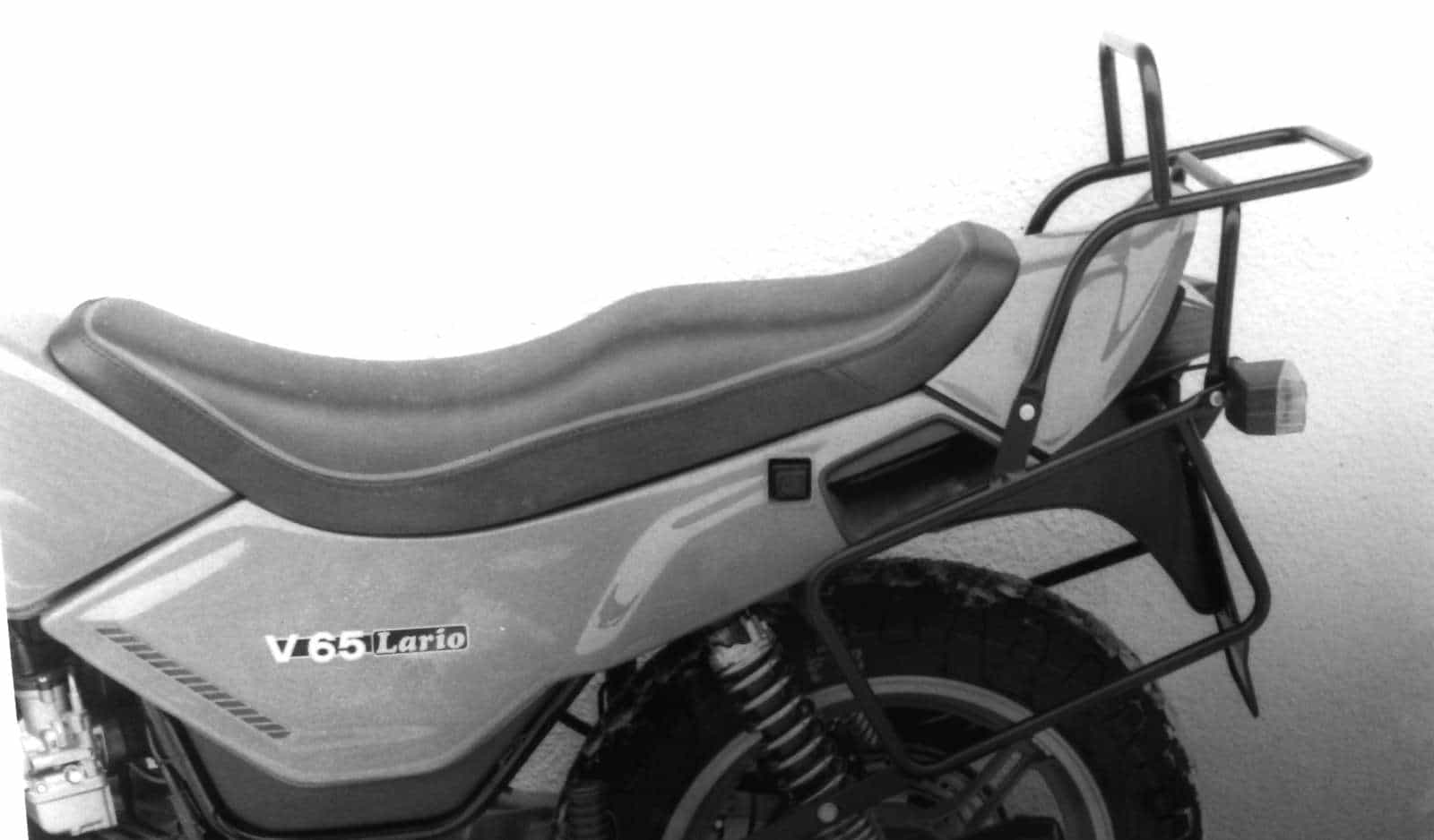 Komplettträgerset (Seitenkofferträger und Rohrgepäckbrücke Topcaseträger) schwarz für Moto Guzzi V 65 Lario (1984-1987)